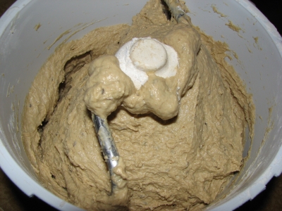 Rye dough after autolyse