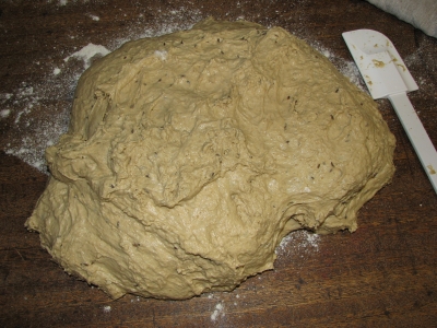 Dough poured out