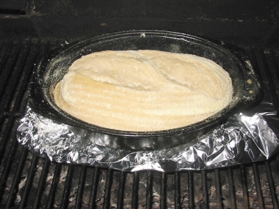 dough partially barbequed